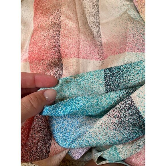 Marc By Marc Jacobs - Multicolored Pastel Plaid Short Sleeve Silk Blouse W/ Neck - Picture 5 of 6